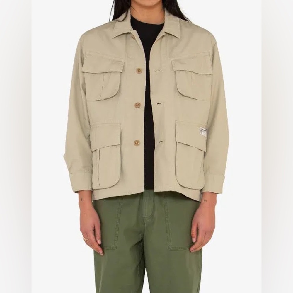 DEUS EX MACHINA Lennie Shirt Button Down Tan Shirt Jacket Size 12
